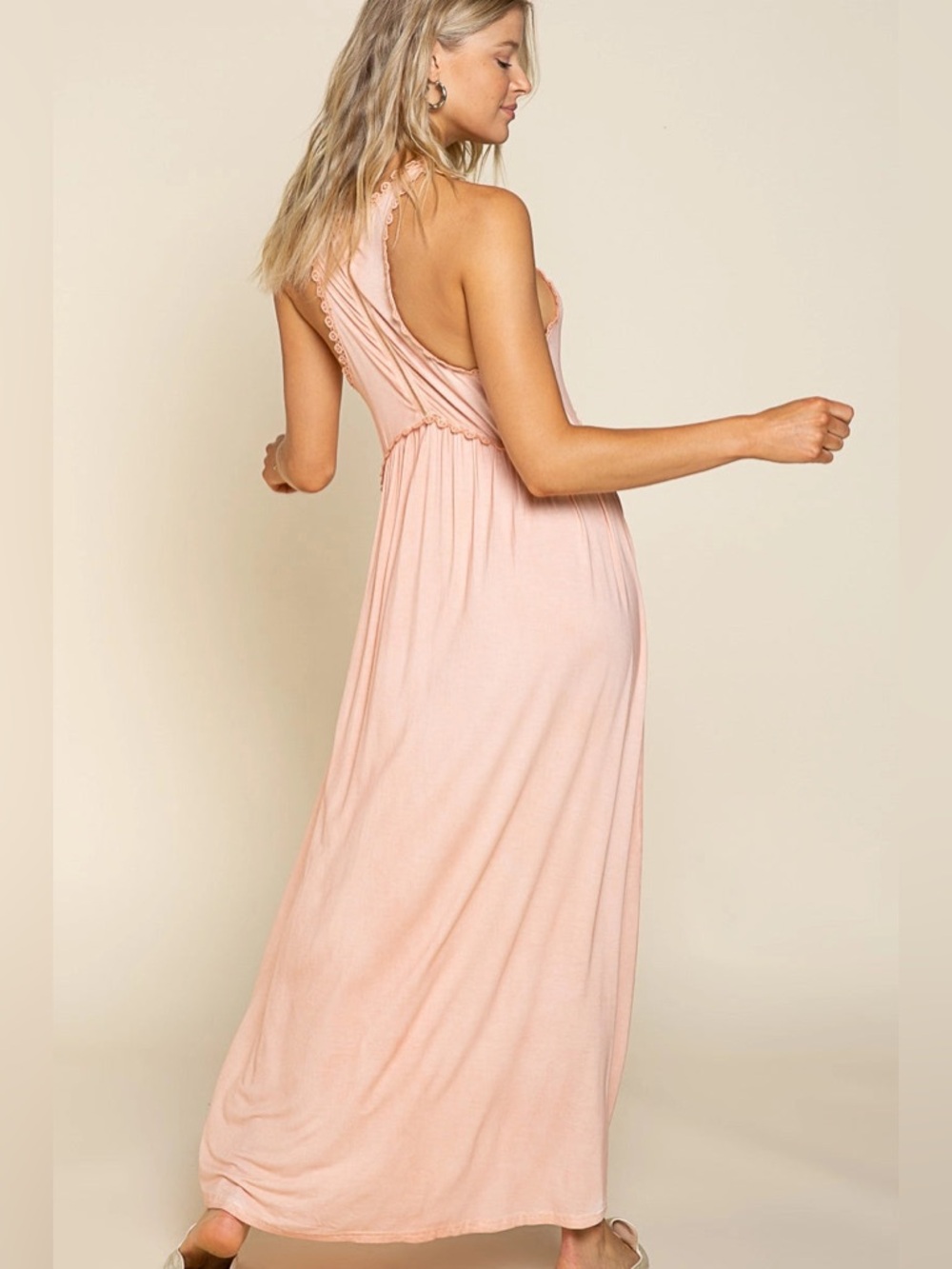 Baby Doll Side Slit Cut Out Maxi Dress - POL - Picture 5 of 5